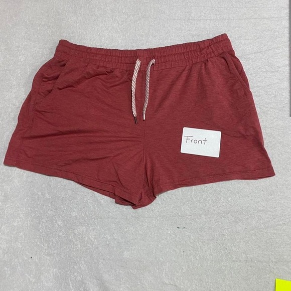 Red/ burgundy women XL soft loungewear shorts with drawstring. SKU268#loungewear - Picture 5 of 6